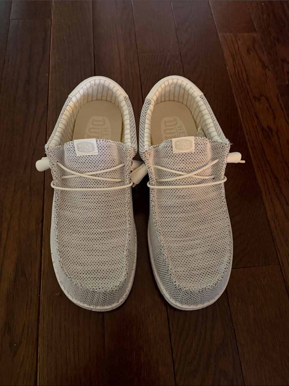 Hey Dude Casual Mesh Slip-Ons in Light Gray and White-sz 10